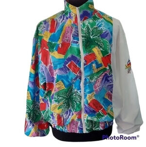 Vintage‎ Y2K Bright White Red Purple Green Windbreaker